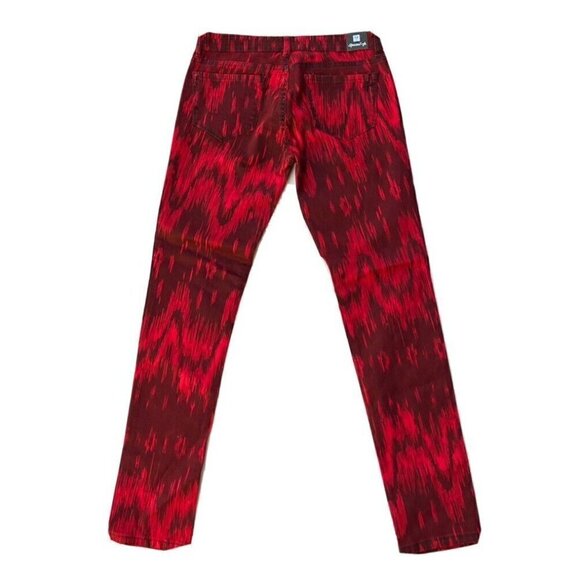 Special A Juniors Red Print Denim Skinny Slim Jeans - Picture 7 of 9